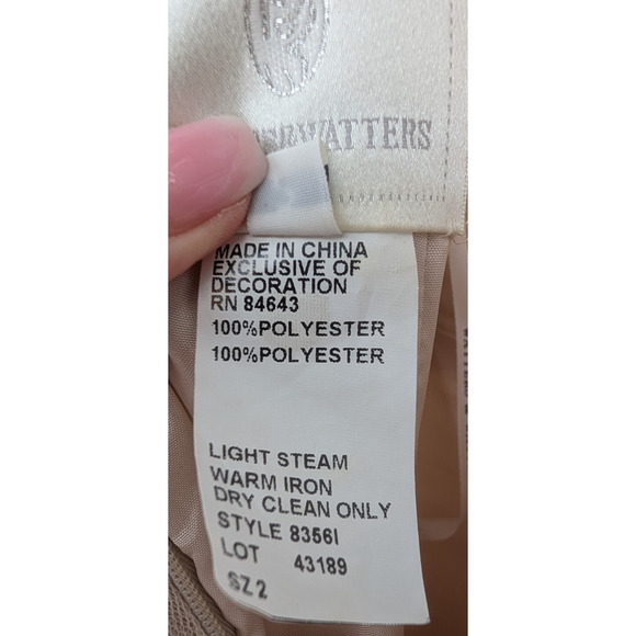 Watters Carly Lace Sequin Bodice Sheer Tulle Skirt Maxi Bridal Formal Event Gown - Picture 14 of 15